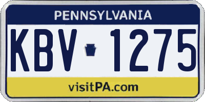 PA license plate KBV1275