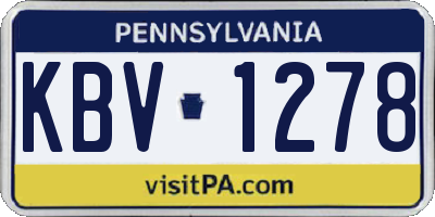 PA license plate KBV1278