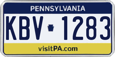 PA license plate KBV1283