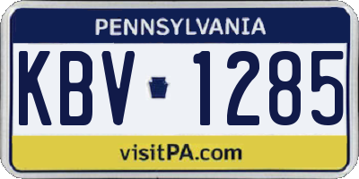 PA license plate KBV1285