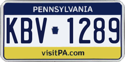 PA license plate KBV1289