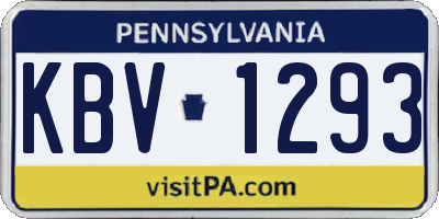 PA license plate KBV1293