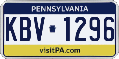 PA license plate KBV1296