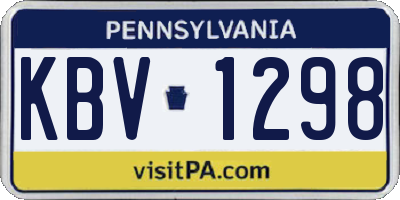 PA license plate KBV1298