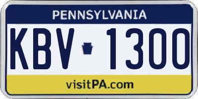 PA license plate KBV1300