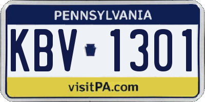 PA license plate KBV1301