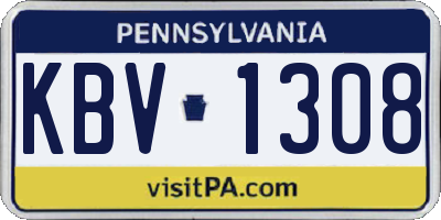 PA license plate KBV1308