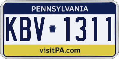 PA license plate KBV1311