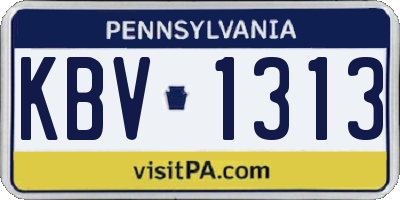PA license plate KBV1313
