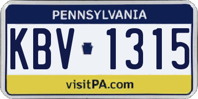 PA license plate KBV1315