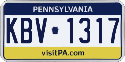 PA license plate KBV1317
