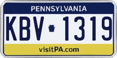 PA license plate KBV1319