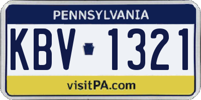 PA license plate KBV1321