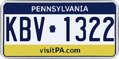 PA license plate KBV1322