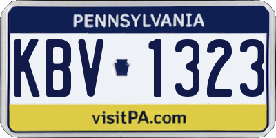PA license plate KBV1323