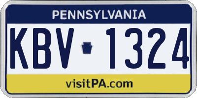 PA license plate KBV1324