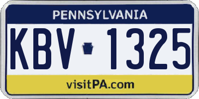 PA license plate KBV1325
