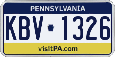 PA license plate KBV1326