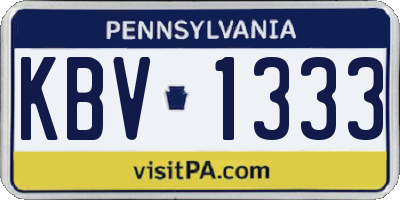 PA license plate KBV1333