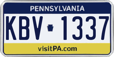 PA license plate KBV1337
