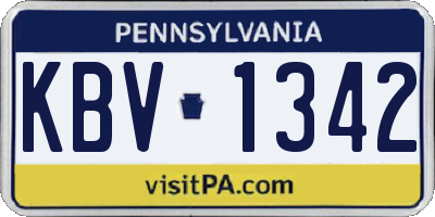 PA license plate KBV1342