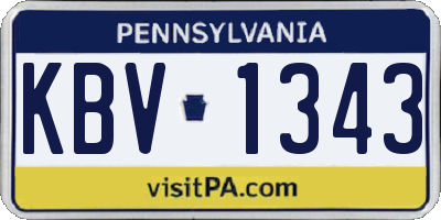 PA license plate KBV1343