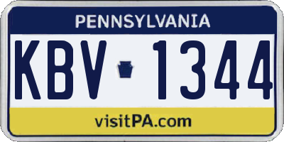 PA license plate KBV1344
