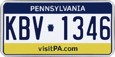 PA license plate KBV1346