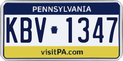 PA license plate KBV1347