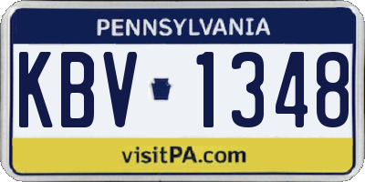 PA license plate KBV1348