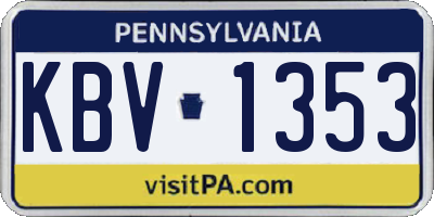 PA license plate KBV1353