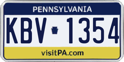 PA license plate KBV1354