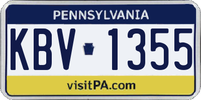 PA license plate KBV1355