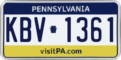 PA license plate KBV1361