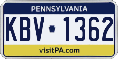 PA license plate KBV1362
