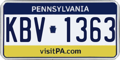 PA license plate KBV1363