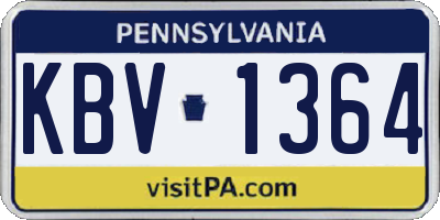 PA license plate KBV1364
