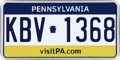 PA license plate KBV1368