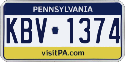 PA license plate KBV1374