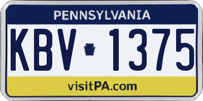 PA license plate KBV1375