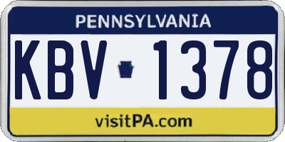 PA license plate KBV1378