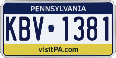 PA license plate KBV1381