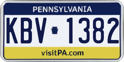 PA license plate KBV1382