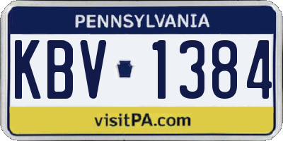 PA license plate KBV1384