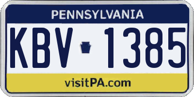 PA license plate KBV1385