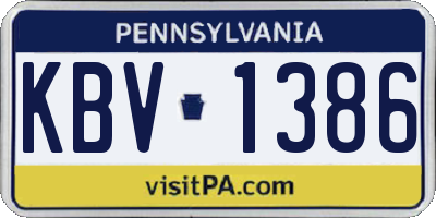 PA license plate KBV1386