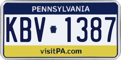 PA license plate KBV1387