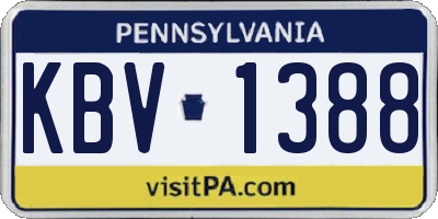 PA license plate KBV1388