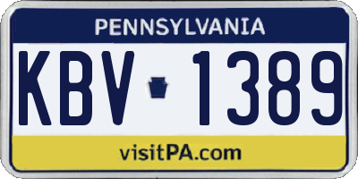 PA license plate KBV1389