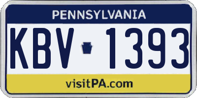 PA license plate KBV1393